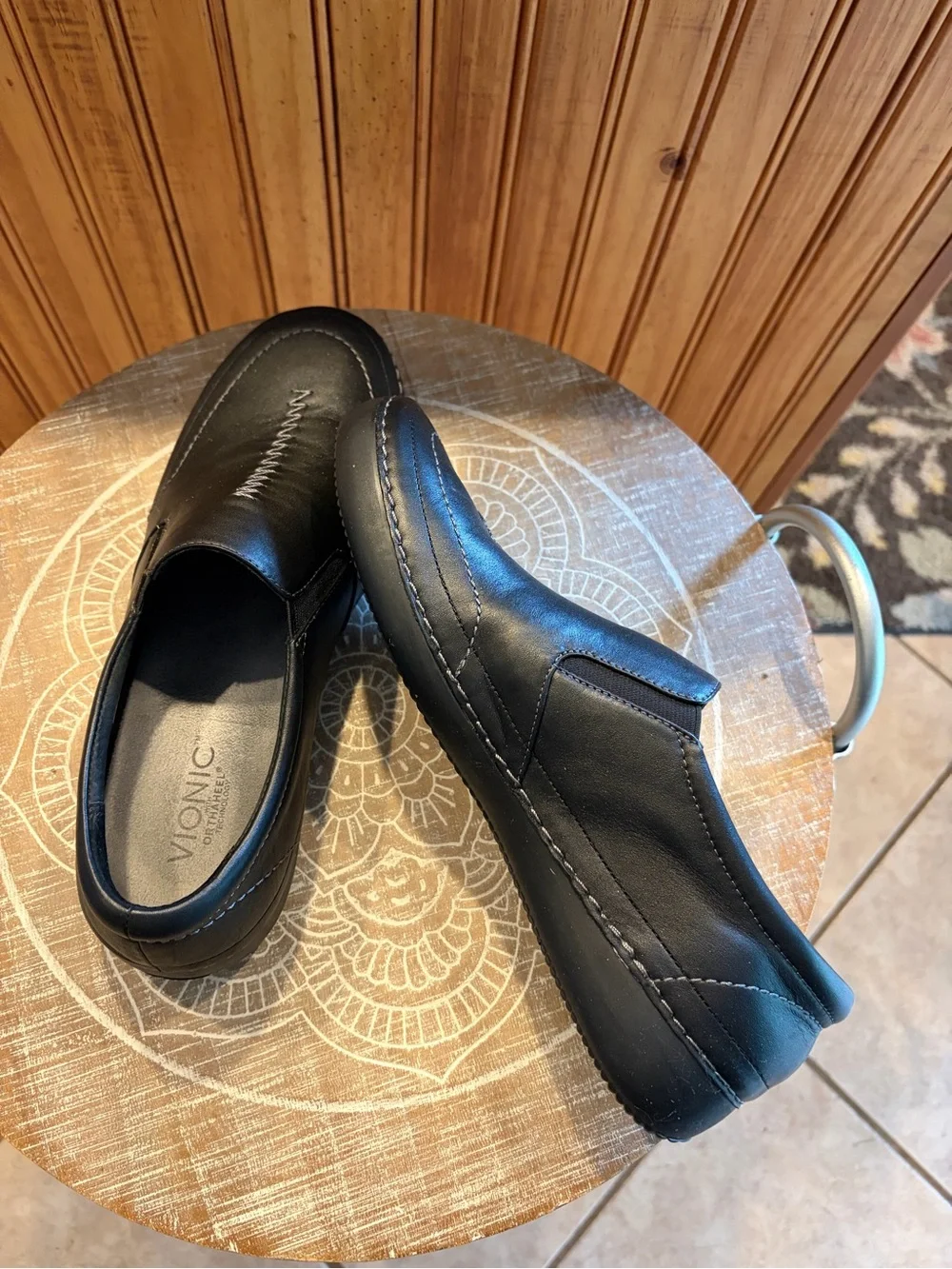 Vionic Black Women's Leather Slip-On Loafers 2